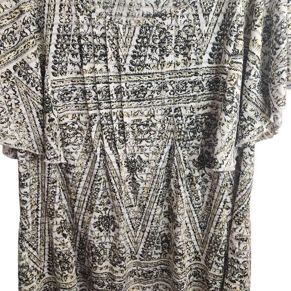 Unity World Wear Flutter Sleeve Yellow Black White Top Size 2X - Picture 8 of 10